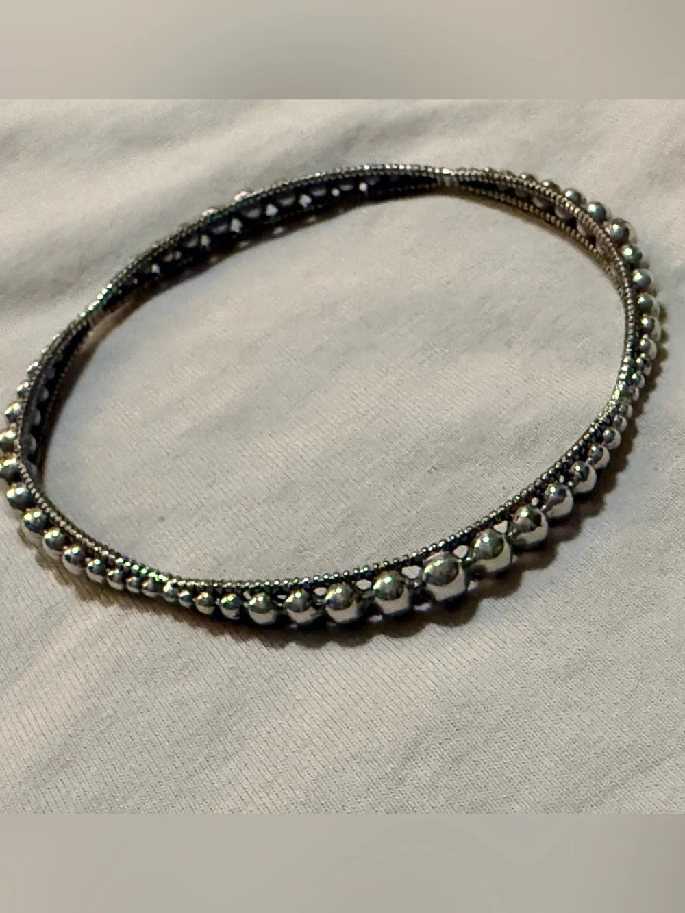 Lot of 4 Silver Tone Metal Bangle Bracelets, 1 Signed Brighton, Size 7.5